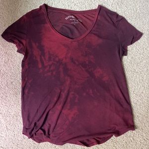 Aeropostale Dark Purple Tie Dye Seriously Soft V-Neck Top in Medium
